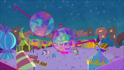 Size: 1920x1080 | Tagged: safe, derpibooru import, screencap, dishwater slog, fluttershy, rainbow dash, rarity, earth pony, pegasus, pony, unicorn, cotton candy-colored glasses, my little pony: pony life, spoiler:pony life s02e04, festival, glasses, unnamed character, unnamed pony