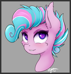 Size: 516x537 | Tagged: safe, artist:zyncrus, derpibooru import, oc, bat pony, pony, bat pony oc, blushing, ear fluff, ears, fangs, heart eyes, lip bite, looking at you, simple background, solo, wingding eyes