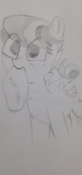 Size: 1956x4128 | Tagged: safe, artist:shin, oc, oc only, oc:apogee, pegasus, pony, chicken nugget, cutie mark, freckles, irl, nugget, pencil drawing, sketch, sketch pad, solo, text, traditional art