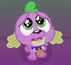 Size: 677x619 | Tagged: safe, screencap, spike, spike the regular dog, equestria girls, friendship games, spoiler:eqg series (season 2), cropped, cute, dog tags, heart, open mouth, puppy dog eyes, solo, spikabetes, spike the dog