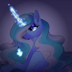 Size: 1080x1079 | Tagged: safe, artist:tessa_key_, derpibooru import, oc, oc only, pony, unicorn, bedroom eyes, bust, eyelashes, female, glowing horn, horn, magic, makeup, mare, smiling, solo, telekinesis, unicorn oc