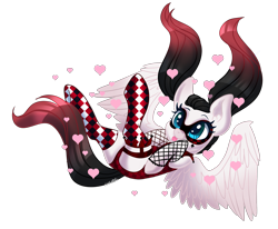 Size: 2391x1972 | Tagged: safe, artist:wicked-red-art, derpibooru import, oc, oc only, oc:giggle glider, pegasus, pony, :p, clothes, commission, corset, female, fishnets, heart, mare, mask, simple background, socks, solo, stockings, tattoo, thigh highs, tongue, tongue out, transparent background, ych result