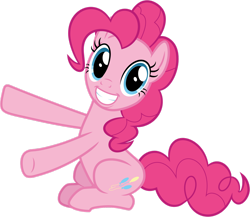 Size: 1600x1389 | Tagged: safe, artist:lahirien, derpibooru import, pinkie pie, earth pony, pony, not asking for trouble, .ai available, cute, diapinkes, female, mare, pointing, simple background, sitting, smiling, solo, transparent background, vector