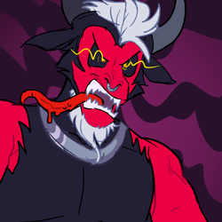 Size: 1920x1920 | Tagged: safe, artist:melonmilk, derpibooru exclusive, derpibooru import, lord tirek, centaur, twilight's kingdom, antagonist, doodle, glowing eyes, male, red, sharp teeth, sketch, solo, teeth