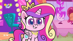 Size: 1024x576 | Tagged: safe, derpibooru import, screencap, princess cadance, alicorn, pony, my little pony: pony life, what goes updo, spoiler:pony life s02e17, solo