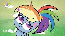 Size: 1024x576 | Tagged: safe, derpibooru import, screencap, rainbow dash, pony, my little pony: pony life, what goes updo, spoiler:pony life s02e17, alternate hairstyle, cute, dashabetes