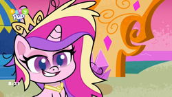 Size: 1024x576 | Tagged: safe, derpibooru import, screencap, princess cadance, alicorn, pony, my little pony: pony life, what goes updo, spoiler:pony life s02e17, messy mane, solo