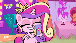 Size: 1024x576 | Tagged: safe, derpibooru import, screencap, princess cadance, alicorn, pony, my little pony: pony life, what goes updo, spoiler:pony life s02e17, cellphone, phone, solo