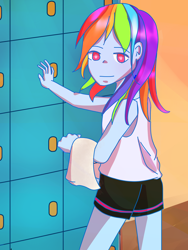 Size: 1500x2000 | Tagged: safe, artist:snowzaaah, derpibooru import, rainbow dash, human, equestria girls, digital art, humanized, looking at you, solo