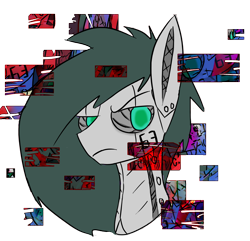 Size: 2304x2220 | Tagged: safe, artist:damset, derpibooru import, oc, oc:pencil pusher, earth pony, pony, robot, robot pony, error, glitch, looking at you, male, simple background, solo, stallion, transparent background
