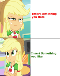 Size: 799x1000 | Tagged: safe, artist:jeffersonfan99, derpibooru import, applejack, equestria girls, equestria girls series, rollercoaster of friendship, crossed arms, hotline bling, meme, meme template, template