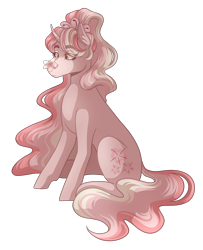 Size: 3000x3700 | Tagged: safe, artist:kikirdcz, derpibooru import, oc, oc only, oc:cherry bloom, butterfly, pony, unicorn, sitting, solo