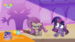 Size: 1024x576 | Tagged: safe, derpibooru import, screencap, fluttershy, twilight sparkle, alicorn, pegasus, pony, lolly-pop, my little pony: pony life, spoiler:pony life s02e19, female, mare