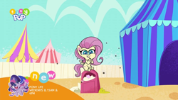 Size: 1024x576 | Tagged: safe, derpibooru import, screencap, fluttershy, fly, insect, pegasus, pony, lolly-pop, my little pony: pony life, spoiler:pony life s02e19, female, mare, solo, trash can