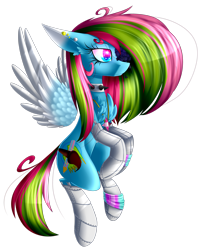 Size: 2233x2685 | Tagged: safe, artist:mediasmile666, derpibooru import, oc, oc only, oc:media smile, pegasus, pony, choker, colored wings, ear piercing, female, flying, gradient wings, jewelry, mare, pendant, piercing, simple background, solo, spiked choker, spread wings, transparent background, wings