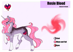 Size: 1920x1358 | Tagged: safe, artist:oneiria-fylakas, derpibooru import, oc, oc:rosie blood, pony, unicorn, female, mare, reference sheet, solo