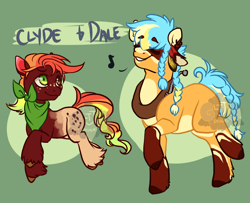 Size: 1600x1300 | Tagged: safe, artist:lavvythejackalope, derpibooru import, oc, oc only, earth pony, pony, duo, earth pony oc, eyes closed, looking back, music notes, neckerchief, socks (coat marking)