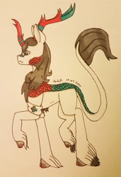 Size: 2293x3354 | Tagged: safe, artist:agdapl, derpibooru import, kirin, crossover, hoof fluff, horn, kirin-ified, leonine tail, male, medic, raised hoof, raised leg, signature, smiling, solo, species swap, team fortress 2, traditional art