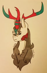 Size: 2010x3116 | Tagged: safe, artist:agdapl, derpibooru import, kirin, bust, crossover, glasses, horn, kirin-ified, male, medic, signature, smiling, solo, species swap, team fortress 2, traditional art