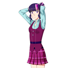 Size: 927x862 | Tagged: safe, artist:strawberrykiwikat, derpibooru import, sci-twi, twilight sparkle, anime, clothes, crystal prep academy uniform, human coloration, school uniform, solo