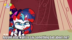 Size: 1024x576 | Tagged: safe, derpibooru import, edit, edited screencap, screencap, shining armor, pony, unicorn, little miss fortune, my little pony: pony life, spoiler:pony life s02e20, angry, caption, glowing horn, horn, magic, magic aura, male, not blood, out of context, solo, text, walking
