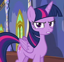 Size: 612x600 | Tagged: safe, derpibooru import, screencap, twilight sparkle, twilight sparkle (alicorn), alicorn, pony, to where and back again, solo, twilight's castle