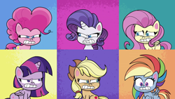 Size: 1920x1080 | Tagged: safe, derpibooru import, screencap, applejack, fluttershy, pinkie pie, rainbow dash, rarity, twilight sparkle, alicorn, earth pony, pegasus, pony, unicorn, communication shakedown, my little pony: pony life, spoiler:pony life s02e18, female, mane six, mare