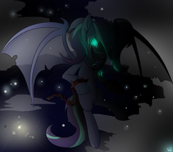 Size: 1600x1400 | Tagged: safe, artist:whitelie, derpibooru import, oc, oc only, bat pony, bat pony oc, cloud, cloudy, flying, glowing eyes, night, night sky, sky, spread wings, wings