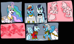 Size: 1024x607 | Tagged: safe, artist:mojo1985, derpibooru import, princess celestia, rainbow dash, soarin', alicorn, alicornified, female, male, marriage, race swap, rainbowcorn, shipping, soaricorn, soarindash, straight, transformation