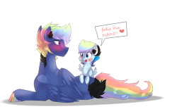 Size: 3113x1927 | Tagged: safe, artist:kraytt-05, derpibooru import, oc, oc:rainbow thunder, bandaid, flower in mouth, magical gay spawn, multicolored hair, multicolored hooves, offspring, offspring's offspring, parent:oc:rainbow thunder, parent:oc:zero fire, parent:rainbow dash, parent:soarin', parents:oc x oc, parents:soarindash, rainbow hair, rose, rose in mouth, simple background, transparent background