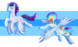 Size: 3162x1897 | Tagged: safe, artist:kraytt-05, derpibooru import, oc, oc only, oc:fallout, oc:philadelfia, pegasus, pony, brothers, duo, interdimensional siblings, male, offspring, parent:rainbow dash, parent:soarin', parents:soarindash, siblings, stallion