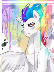 Size: 2121x2828 | Tagged: safe, artist:kraytt-05, derpibooru import, oc, oc only, oc:philadelfia, pegasus, pony, male, offspring, parent:rainbow dash, parent:soarin', parents:soarindash, stallion