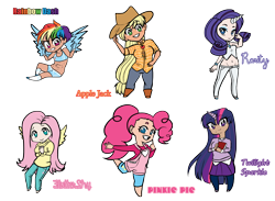 Size: 2500x1828 | Tagged: safe, artist:squeezemelittle, derpibooru import, applejack, fluttershy, pinkie pie, rainbow dash, rarity, twilight sparkle, human, female, horn, horned humanization, humanized, mane six, simple background, transparent background, winged humanization, wings