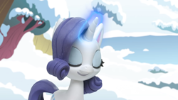 Size: 1920x1080 | Tagged: safe, derpibooru import, screencap, rarity, pony, my little pony: pony life, my little pony: stop motion short, snow pony contest (short), eyes closed, magic, solo, stop motion