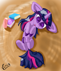 Size: 3169x3664 | Tagged: safe, artist:vinca, derpibooru import, twilight sparkle, pony, unicorn, female, lying down, mare, on back, solo