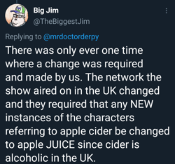 Size: 1080x1011 | Tagged: safe, derpibooru import, where the apple lies, english, jim miller, meta, no pony, text, text only, tiny pop, twitter, united kingdom, x (platform)