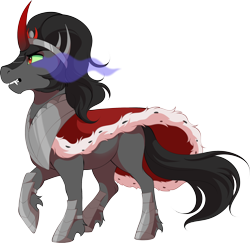 Size: 2440x2372 | Tagged: safe, alternate version, artist:denny vixie, derpibooru import, king sombra, pony, unicorn, commission, fangs, gritted teeth, male, simple background, solo, stallion, transparent background