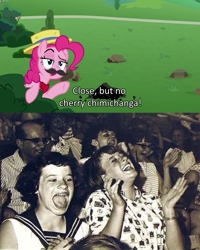 Size: 1920x2395 | Tagged: safe, derpibooru import, edit, edited screencap, screencap, pinkie pie, human, pony, the ending of the end, caption, irl, irl human, photo, text