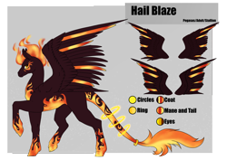 Size: 4961x3508 | Tagged: safe, artist:oneiria-fylakas, derpibooru import, oc, oc:hail blaze, pegasus, pony, male, reference sheet, solo, stallion