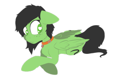 Size: 1085x740 | Tagged: safe, artist:enragement filly, derpibooru import, oc, oc:anon filly, pegasus, pony, collar, female, filly, heart eyes, lying down, prone, simple background, solo, transparent background, wingding eyes