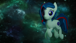 Size: 3840x2160 | Tagged: safe, artist:xppp1n, oc, oc:nasapone, earth pony, pony, 3d, blender, blender cycles, earth pony oc, female, floating, looking at you, mare, smiling, solo, space, two toned mane, two toned tail, white coat