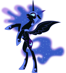 Size: 4728x5165 | Tagged: safe, artist:drakizora, derpibooru import, nightmare moon, alicorn, pony, absurd resolution, bipedal, female, mare, png, rearing, simple background, solo, transparent background, vector