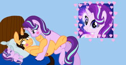 Size: 1200x624 | Tagged: safe, artist:brandonthebronypony, derpibooru import, starlight glimmer, oc, oc:brandon, pony, unicorn, bed, canon x oc, female, male, shipping, straight