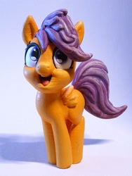 Size: 1125x1500 | Tagged: safe, artist:pessimizer, derpibooru import, scootaloo, pegasus, pony, 3d print, cute, cutealoo, female, figurine, filly, happy, irl, jumping, photo, smiling, solo