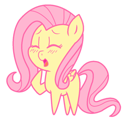 Size: 834x822 | Tagged: safe, artist:mayaliicious, derpibooru import, fluttershy, pegasus, pony, blushing, chibi, cute, daaaaaaaaaaaw, eyes closed, missing cutie mark, open mouth, pointy ponies, shyabetes, simple background, solo, transparent background