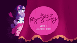 Size: 1920x1080 | Tagged: safe, derpibooru import, screencap, pinkie pie, rarity, twilight sparkle, pony, my little pony: pony life, playwright or wrong, spoiler:pony life s02e21, title card