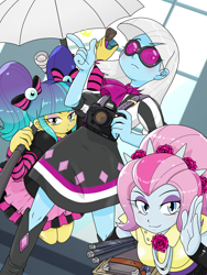 Size: 1668x2224 | Tagged: safe, artist:batipin, derpibooru import, photo finish, pixel pizazz, violet blurr, equestria girls