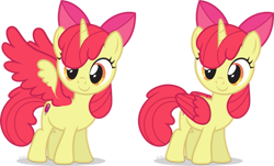 Size: 1151x694 | Tagged: safe, artist:le-23, derpibooru import, edit, apple bloom, alicorn, adorabloom, alicornified, apple bloom's bow, bloomicorn, bow, colored wings, cute, cutie mark, hair bow, princess apple bloom, race swap, simple background, solo, spread wings, transparent background, updated, wings