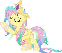 Size: 3479x3000 | Tagged: safe, artist:cloudyglow, derpibooru import, fluttershy, pony, horse play, .ai available, beautiful, cosplay, costume, crown, cute, female, jewelry, mare, regalia, shyabetes, shylestia, simple background, solo, transparent background, vector