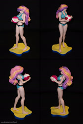 Size: 1280x1908 | Tagged: safe, artist:chyvak, derpibooru import, princess cadance, human, barefoot, beach ball, belly button, bikini, breasts, clothes, feet, female, figurine, human coloring, humanized, midriff, princess cansdance, sand, solo, solo female, swimsuit